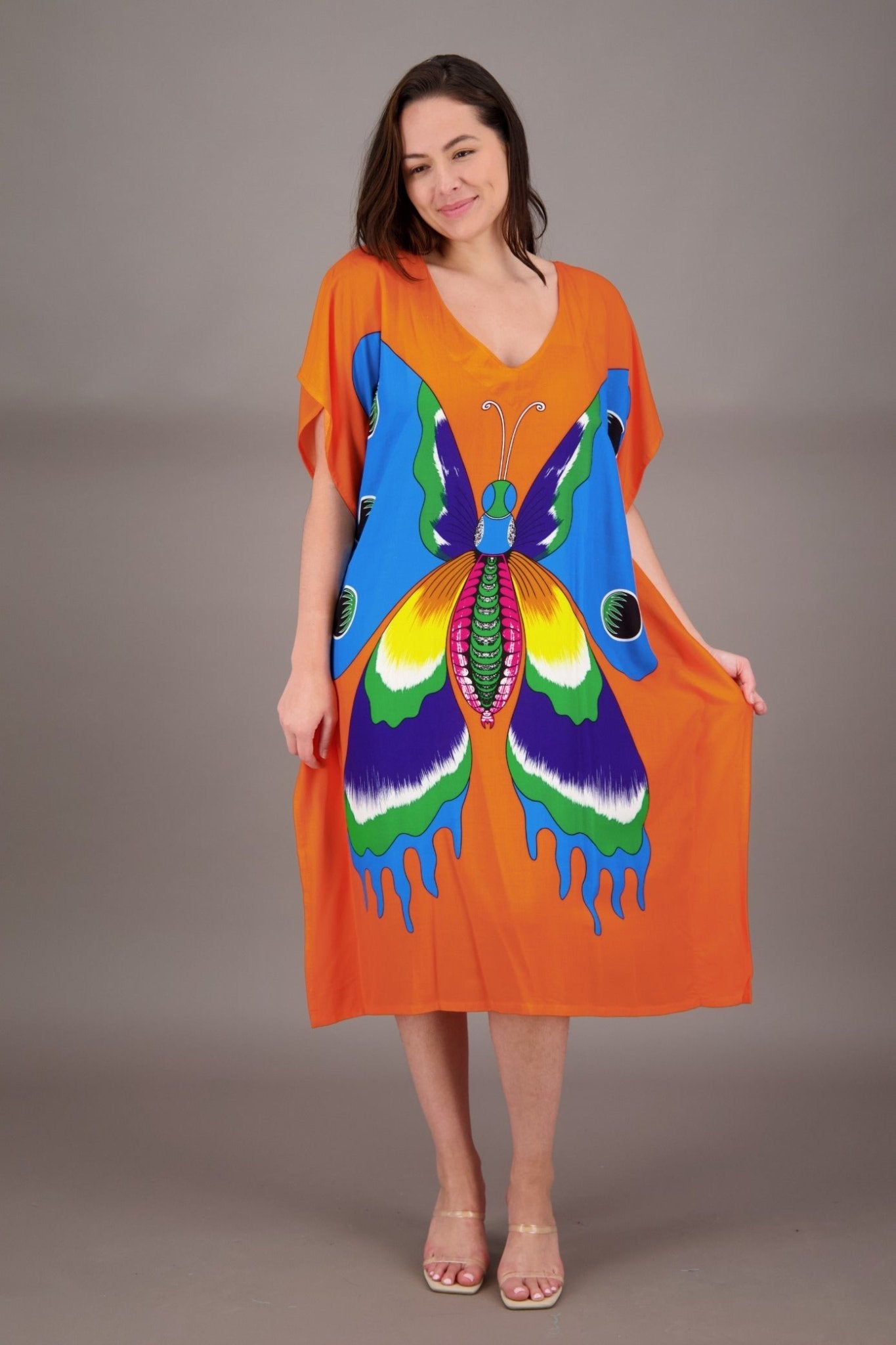 Butterfly Print Long Kaftan TH2035 - Advance Apparels Inc