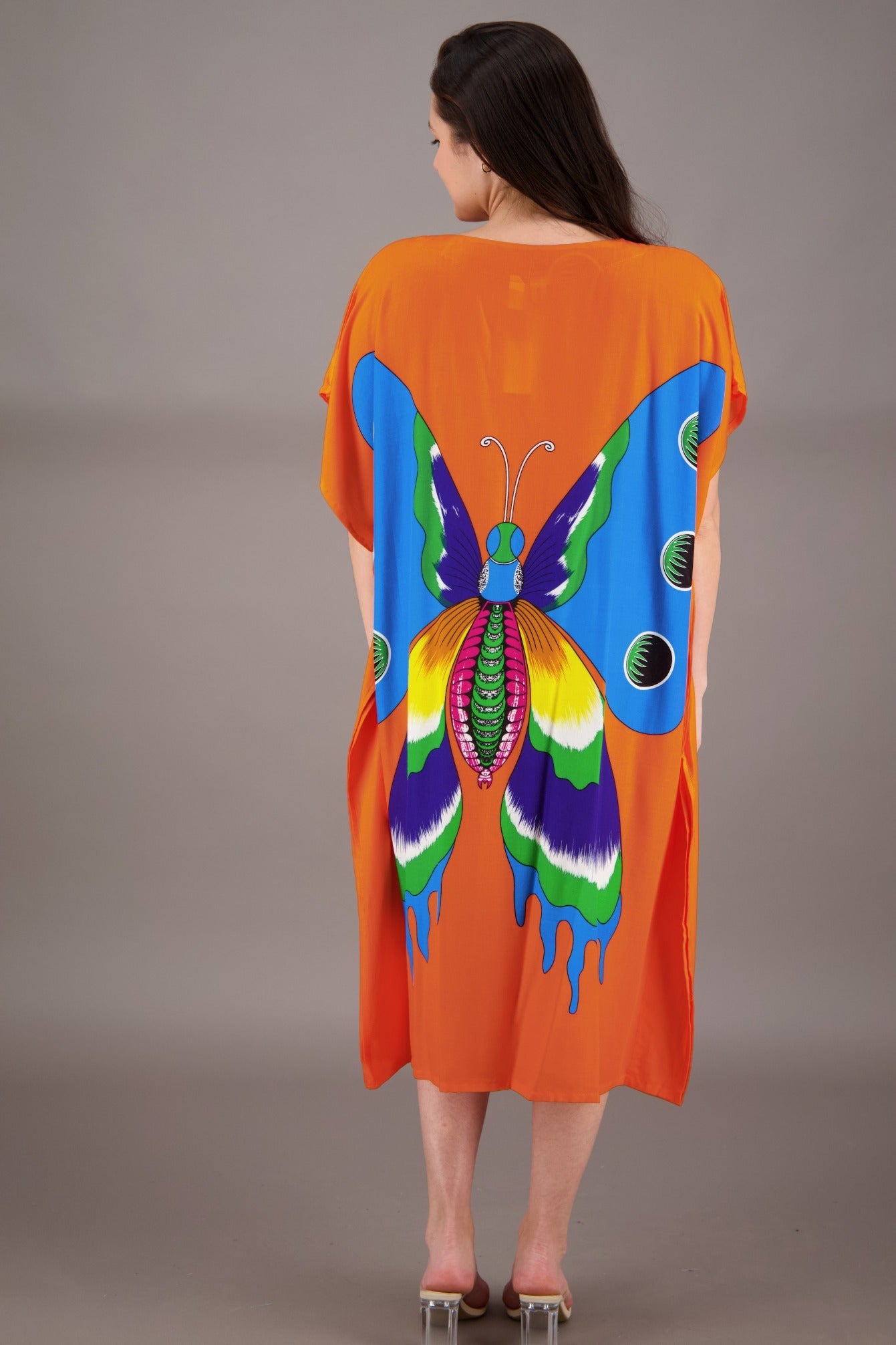 Butterfly Print Long Kaftan TH2035 - Advance Apparels Inc