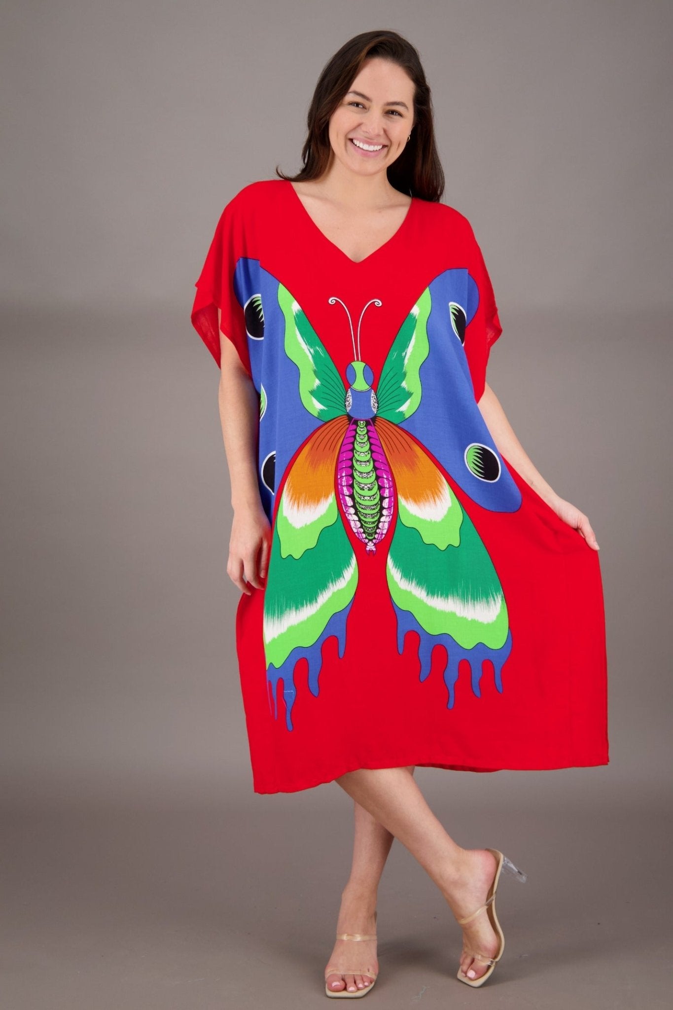 Butterfly Print Long Kaftan TH2035 - Advance Apparels Inc
