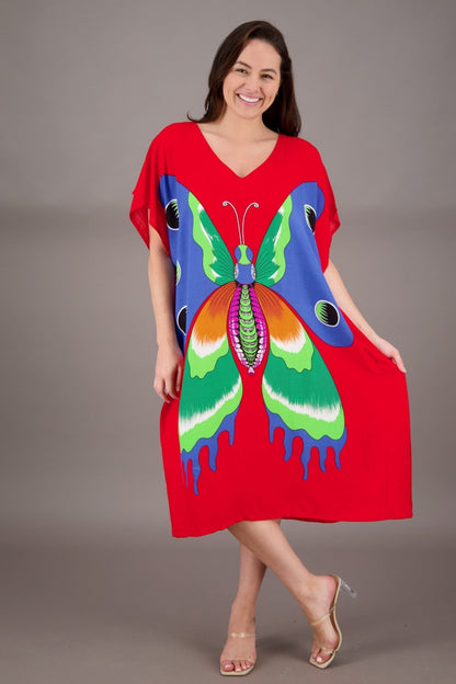 Butterfly Print Long Kaftan TH2035 - Advance Apparels Inc