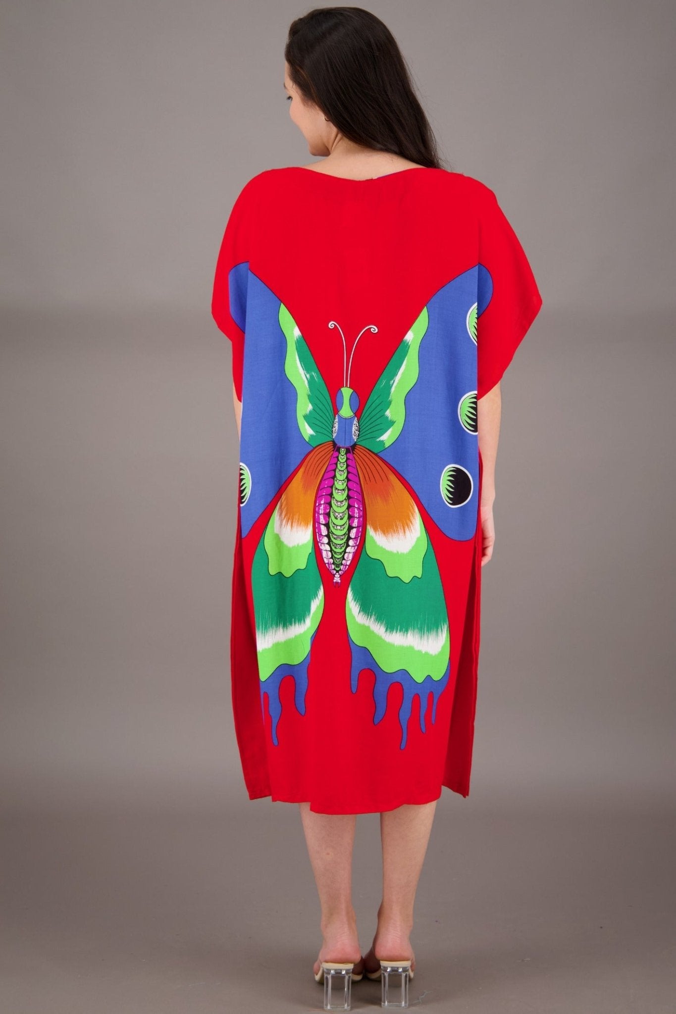 Butterfly Print Long Kaftan TH2035 - Advance Apparels Inc