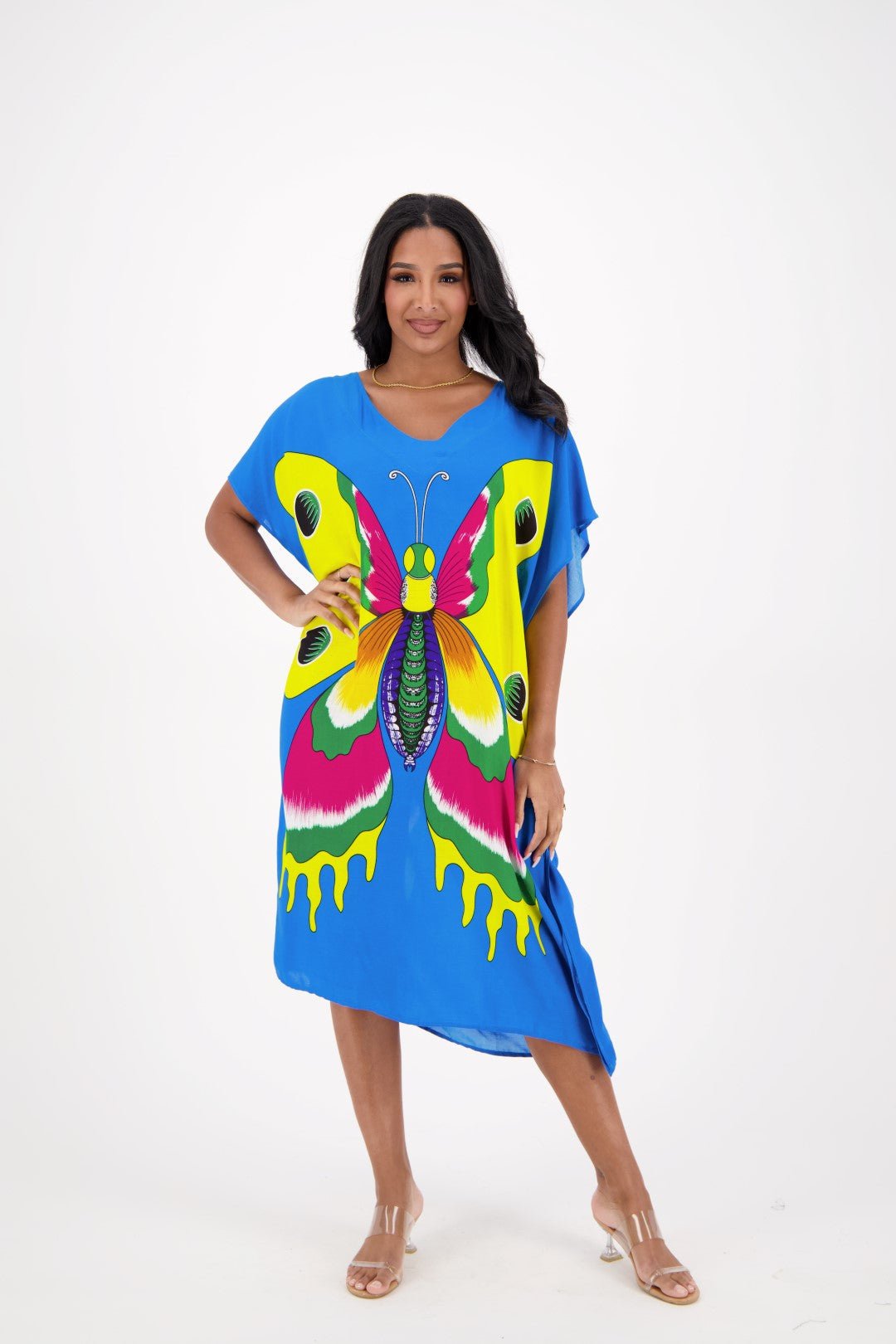 Butterfly Print Long Kaftan TH2035 - Advance Apparels Inc