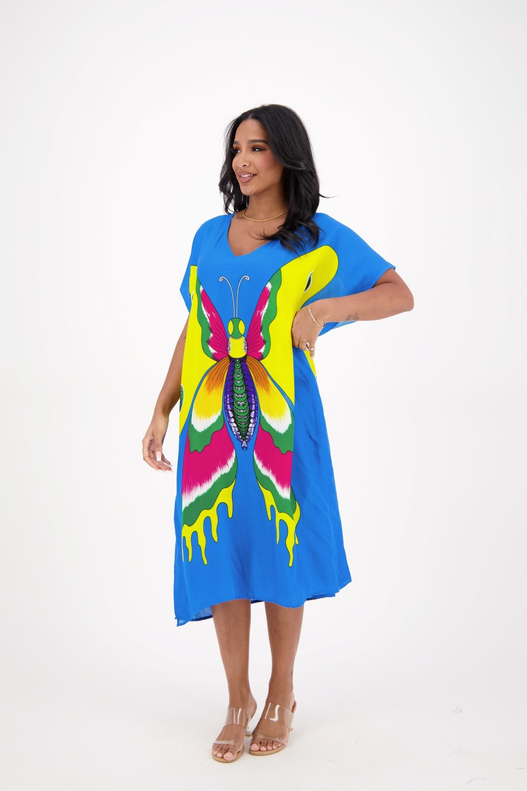 Butterfly Print Long Kaftan TH2035 - Advance Apparels Inc