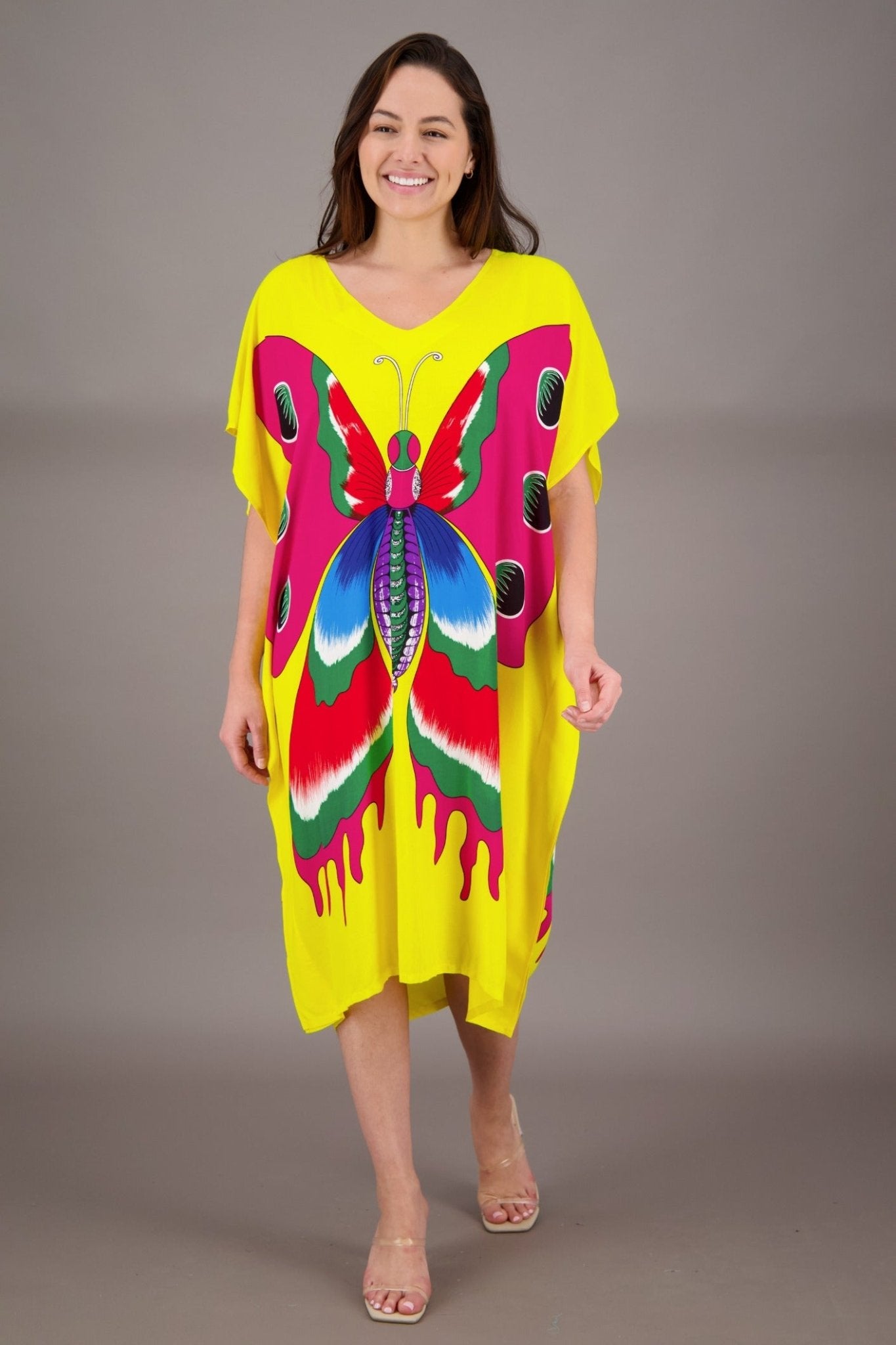 Butterfly Print Long Kaftan TH2035 - Advance Apparels Inc