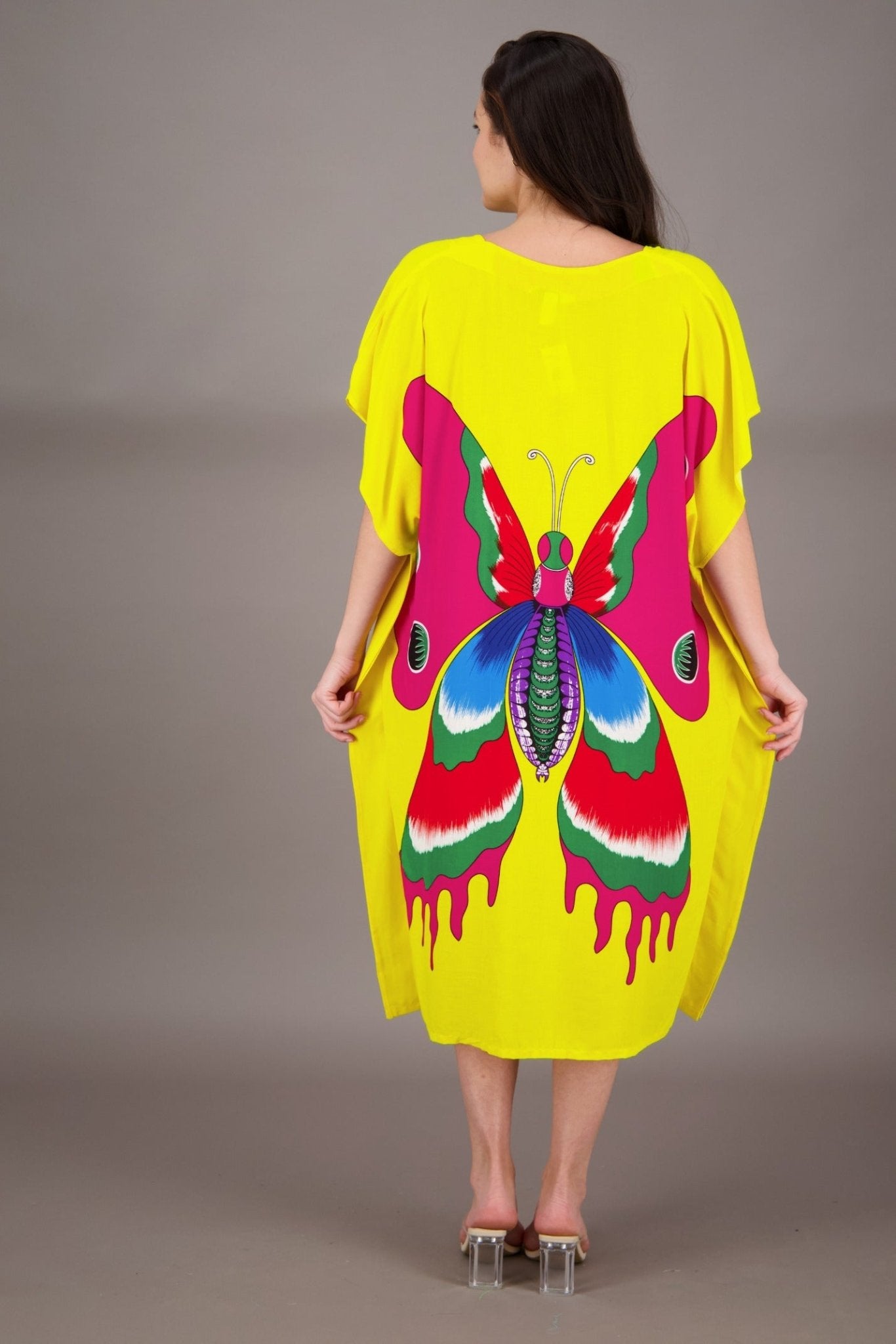 Butterfly Print Long Kaftan TH2035 - Advance Apparels Inc