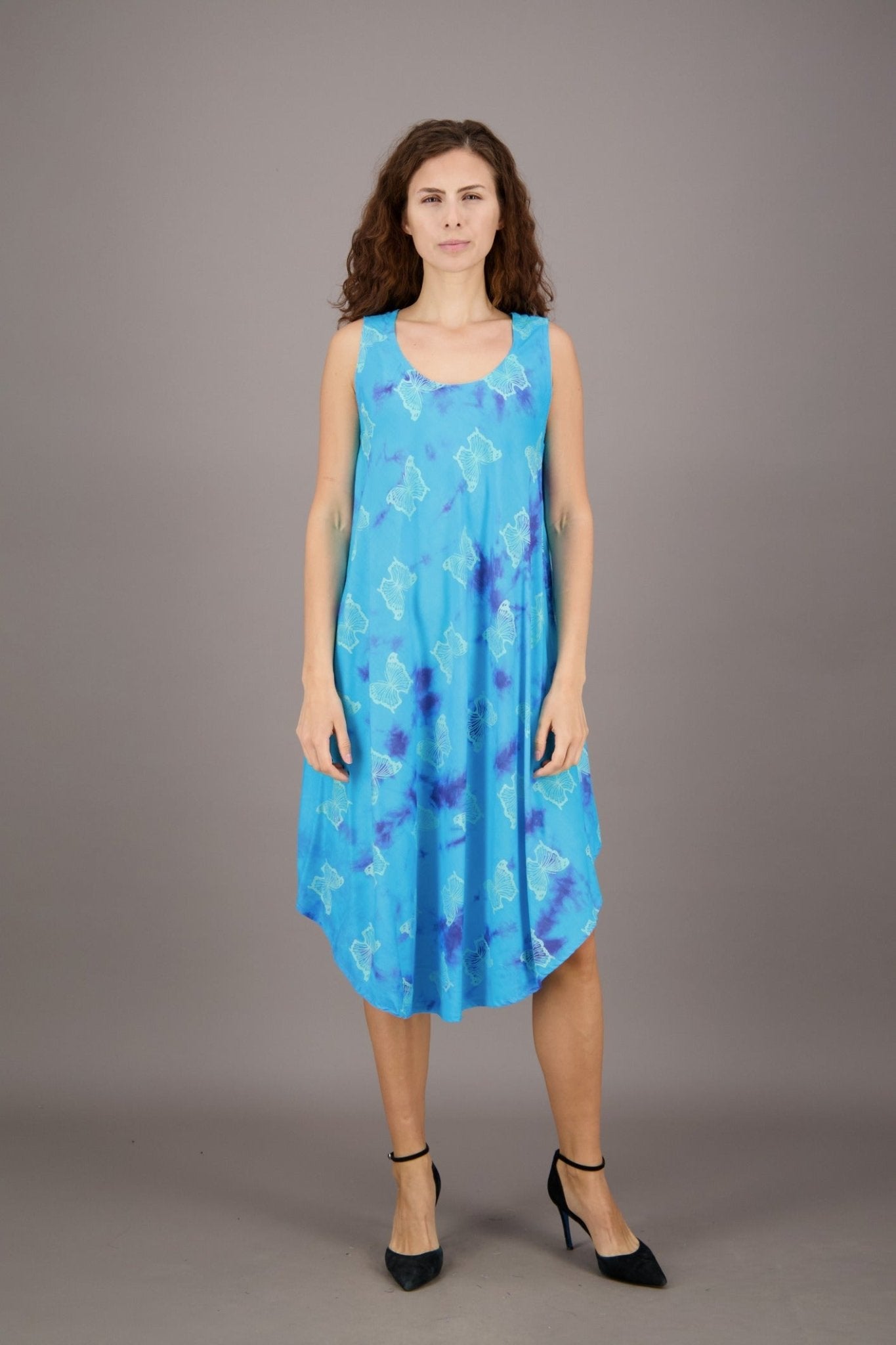 Butterfly Print Tie Dye Resort Dress 17143 - Advance Apparels Inc