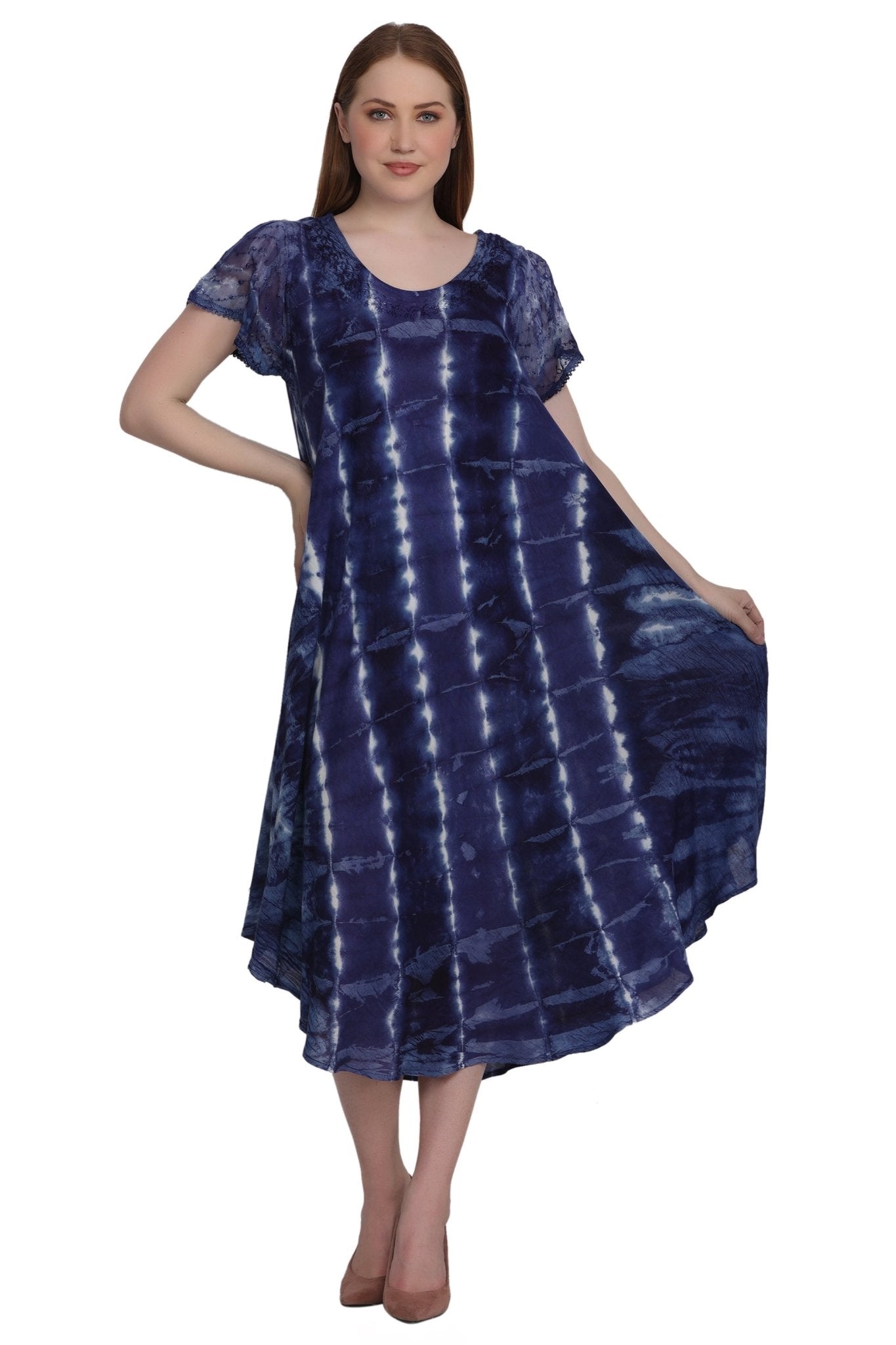 Cap Sleeve Tie Dye Dress 522185-SLV - Advance Apparels Inc