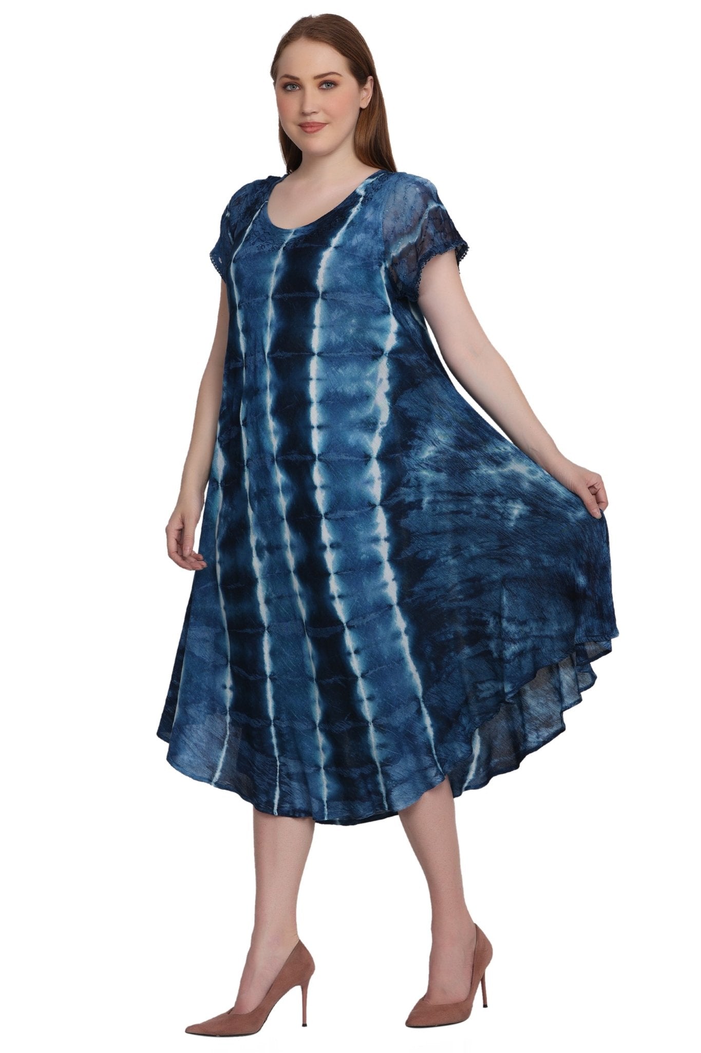Cap Sleeve Tie Dye Dress 522185-SLV - Advance Apparels Inc