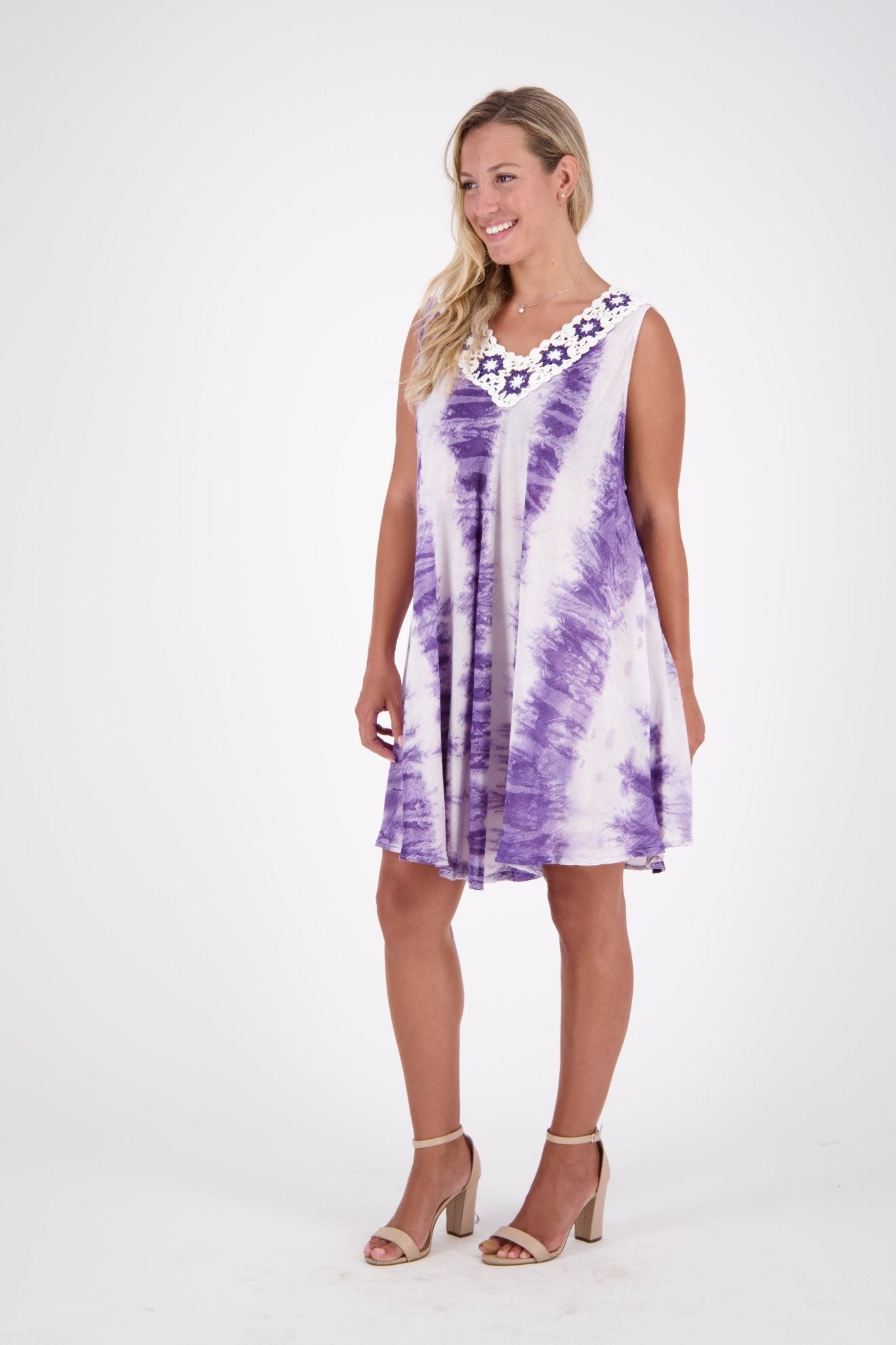 Crochet Tie Dye Dress 362205-CN Aqua / One Size Fits Most