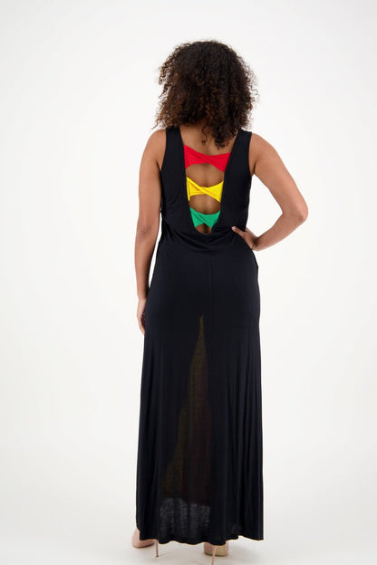 Cutout Back Rasta Maxi Dress R-483 - Advance Apparels Inc