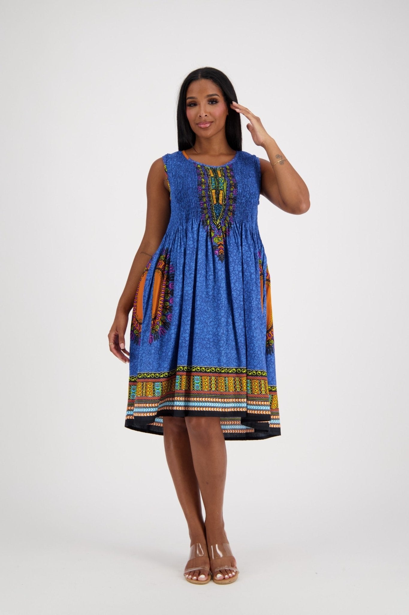 Dashiki Print Tank Dress 3639 White / One Size Fits Most Dashiki Print Tank Dress 3639 White / One Size Fits Most