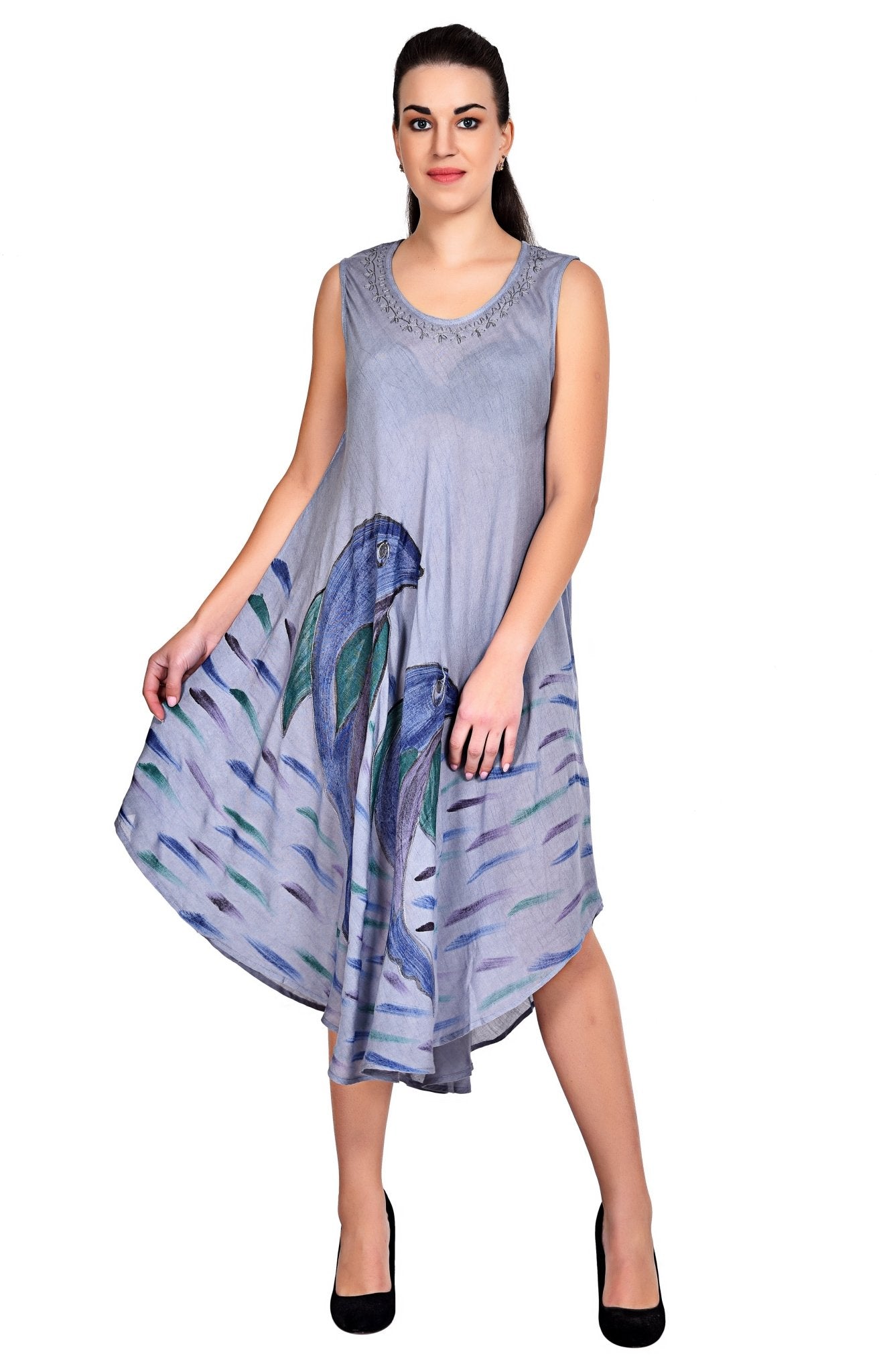 Dolphin Print Resort Dress 20304 - Advance Apparels Inc