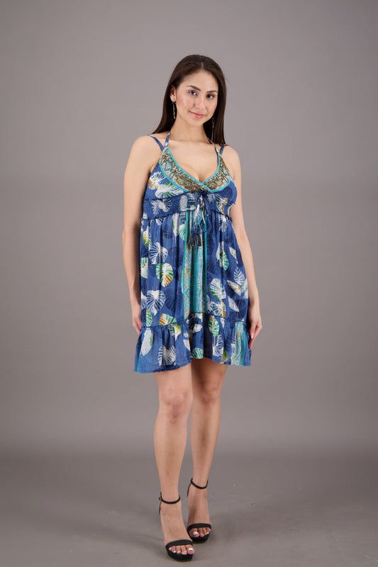 Double Strap Printed Boho Dress 24936 - Advance Apparels Inc