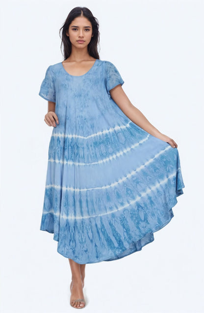 Dual Tone Tie Dye Trapeze Dress UDS52 - 2436 - Advance Apparels Inc