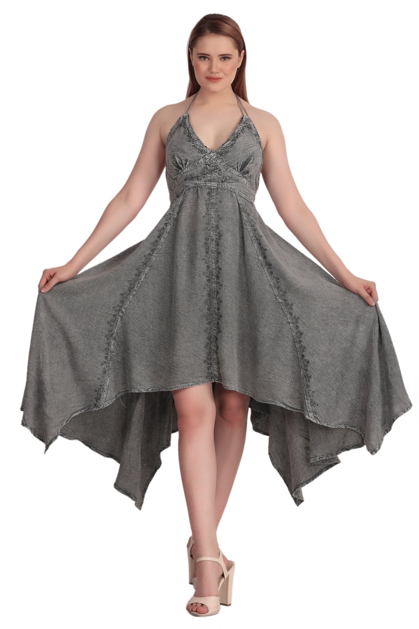 Elastic Back Acid Wash Dress (S/M - 1X/2X) 4 Colors ADL - 30332 - Advance Apparels Inc
