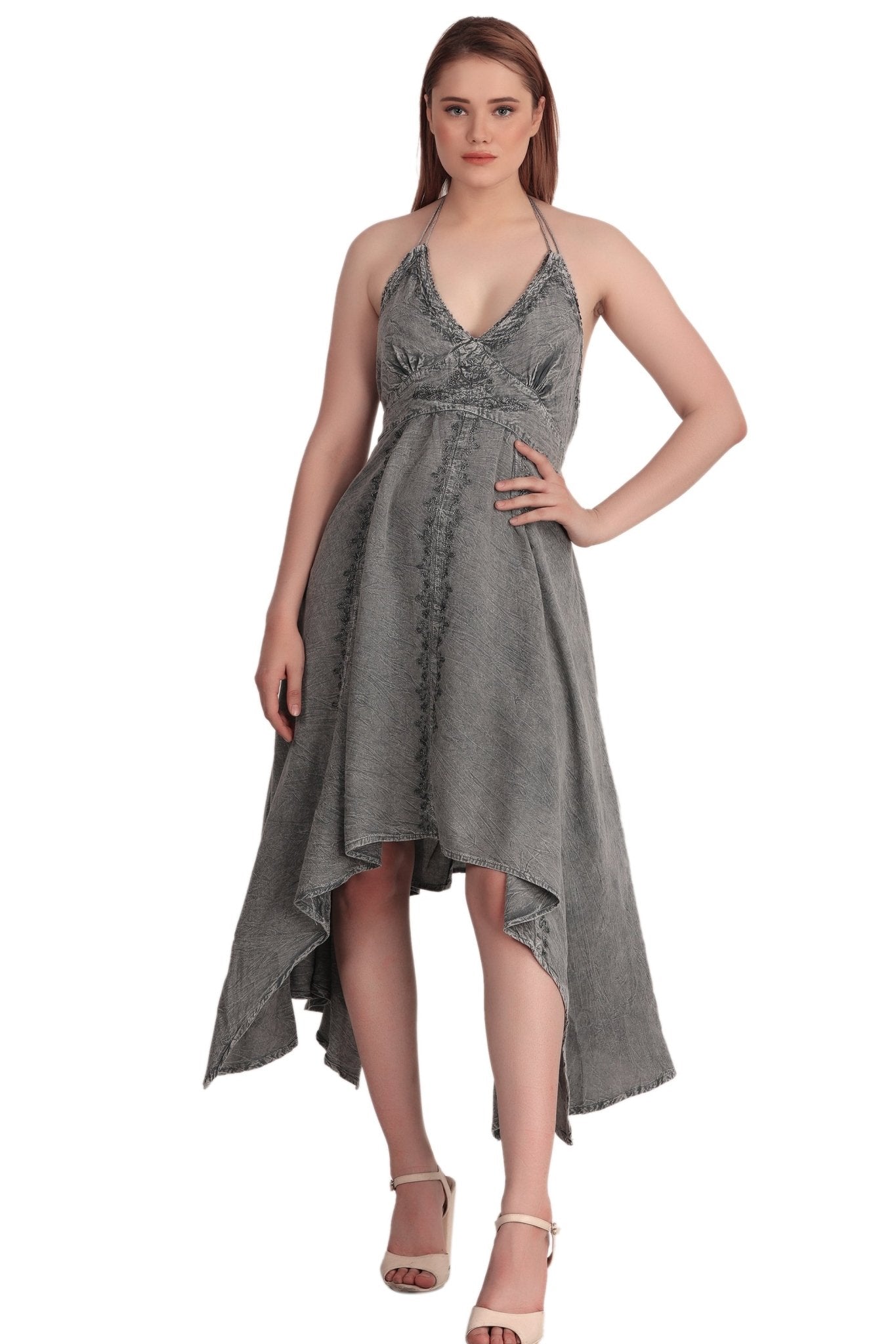 Elastic Back Acid Wash Dress (S/M - 1X/2X) 4 Colors ADL - 30332 - Advance Apparels Inc