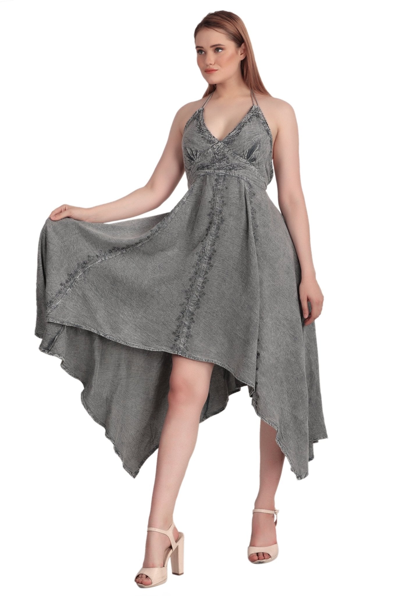 Elastic Back Acid Wash Dress (S/M - 1X/2X) 4 Colors ADL - 30332 - Advance Apparels Inc