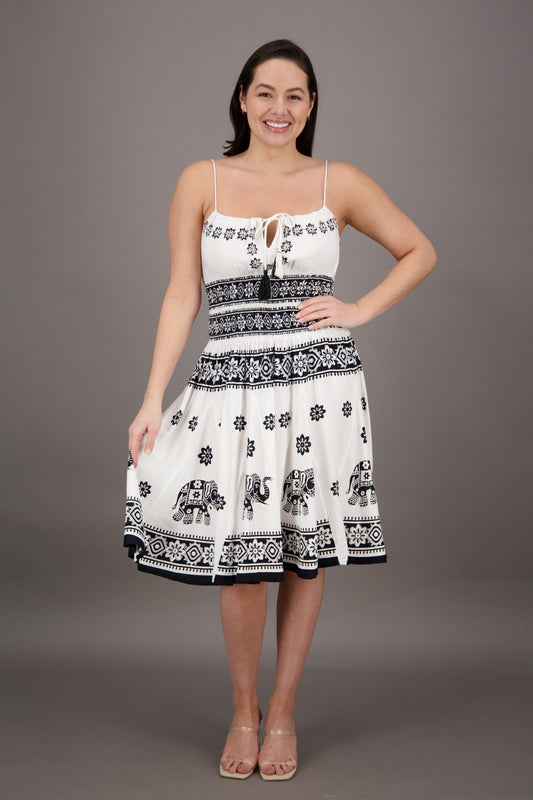 Elephant Block Print Batik Dress 2833 - Advance Apparels Inc