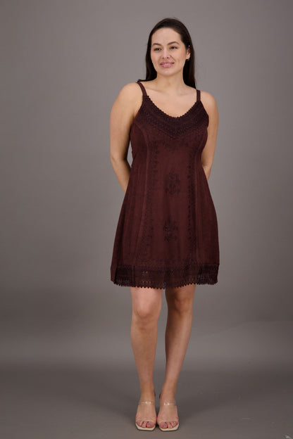 Embroidered Mid - Length Acid Wash Renaissance Dress (S/M - 1X/2X) 161112 - Advance Apparels Inc