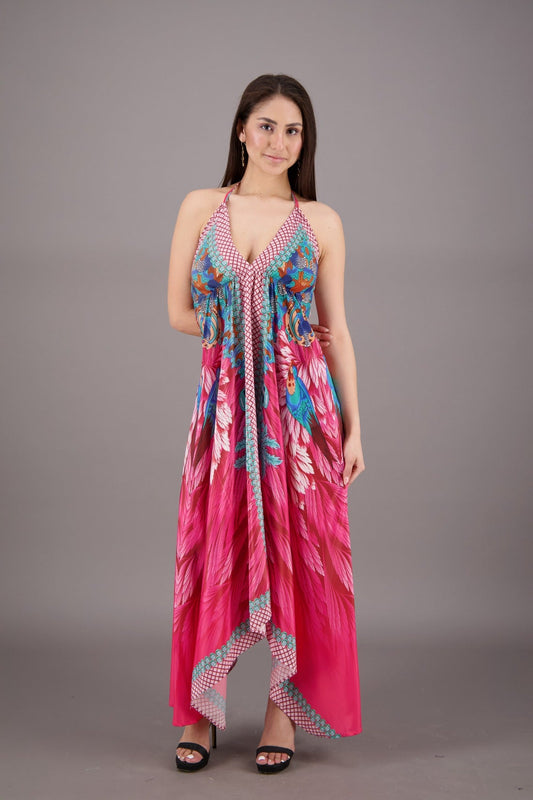 Exotic Digital Print Halter Dress AB - 23022 - Advance Apparels Inc