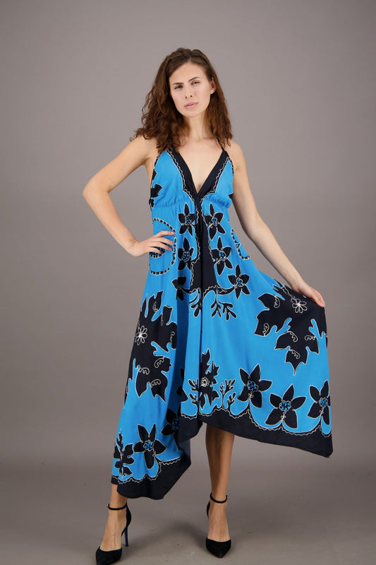 Floral Batik Print Scarf Halter Dress 1965 - Advance Apparels Inc