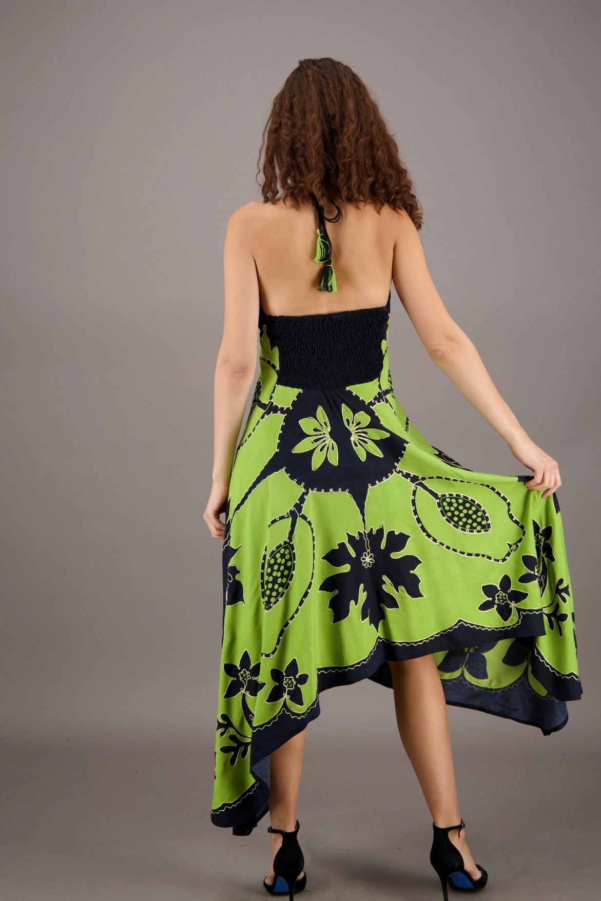 Floral Batik Print Scarf Halter Dress 1965 - Advance Apparels Inc