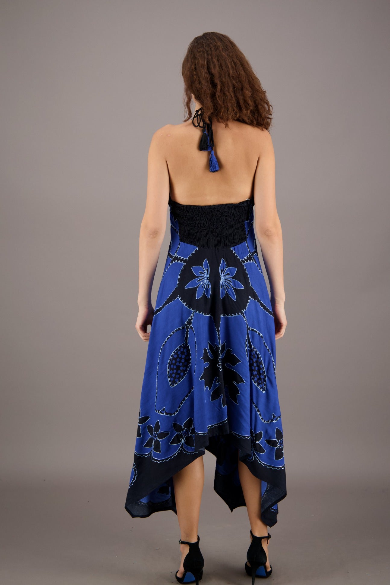 Floral Batik Print Scarf Halter Dress 1965 - Advance Apparels Inc