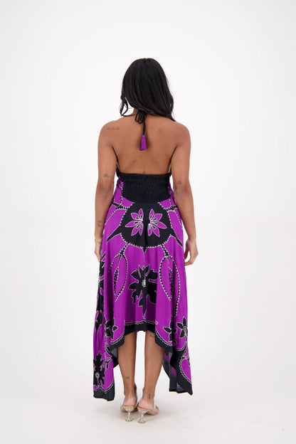 Floral Batik Print Scarf Halter Dress 1965 - Advance Apparels Inc