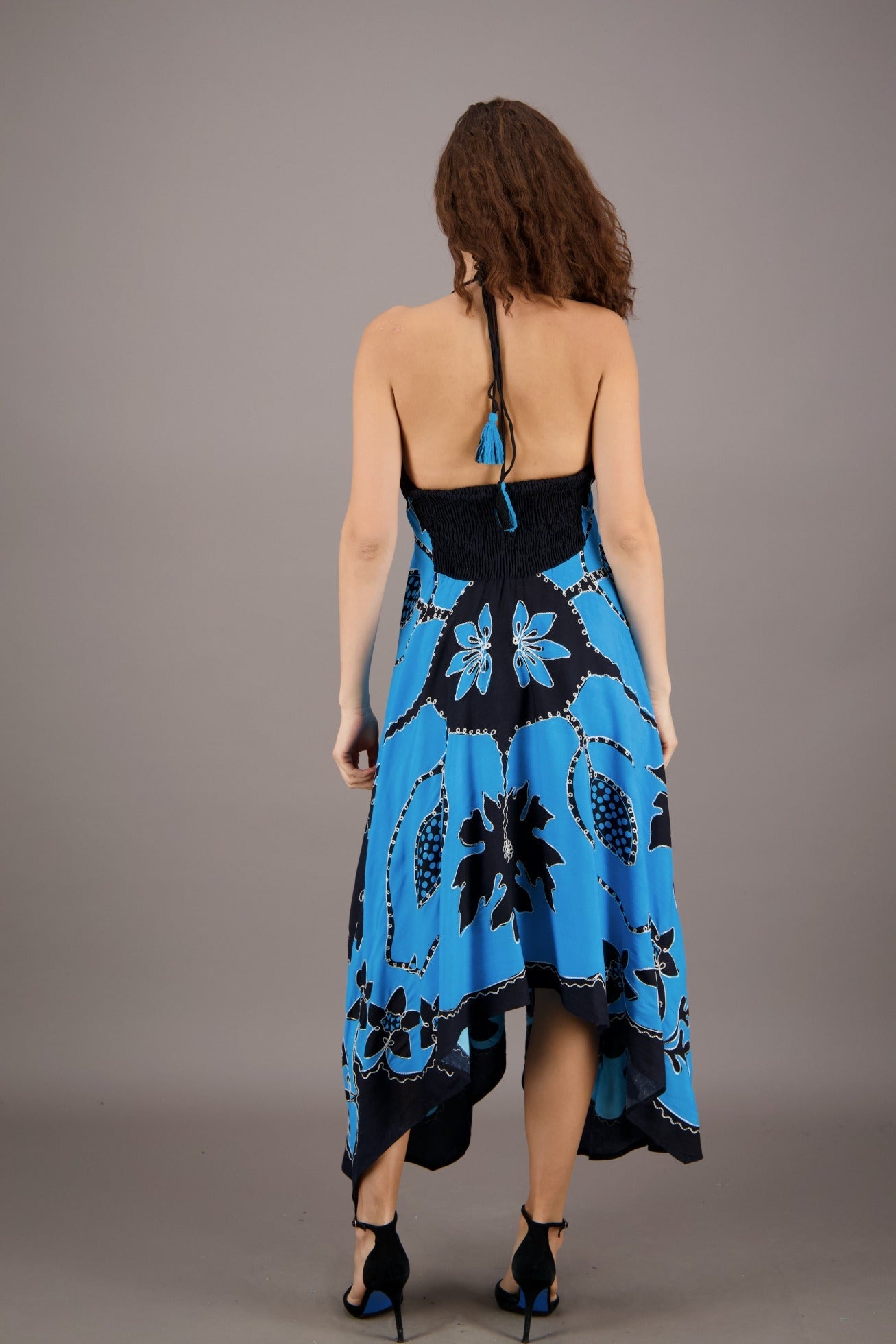 Floral Batik Print Scarf Halter Dress 1965 - Advance Apparels Inc