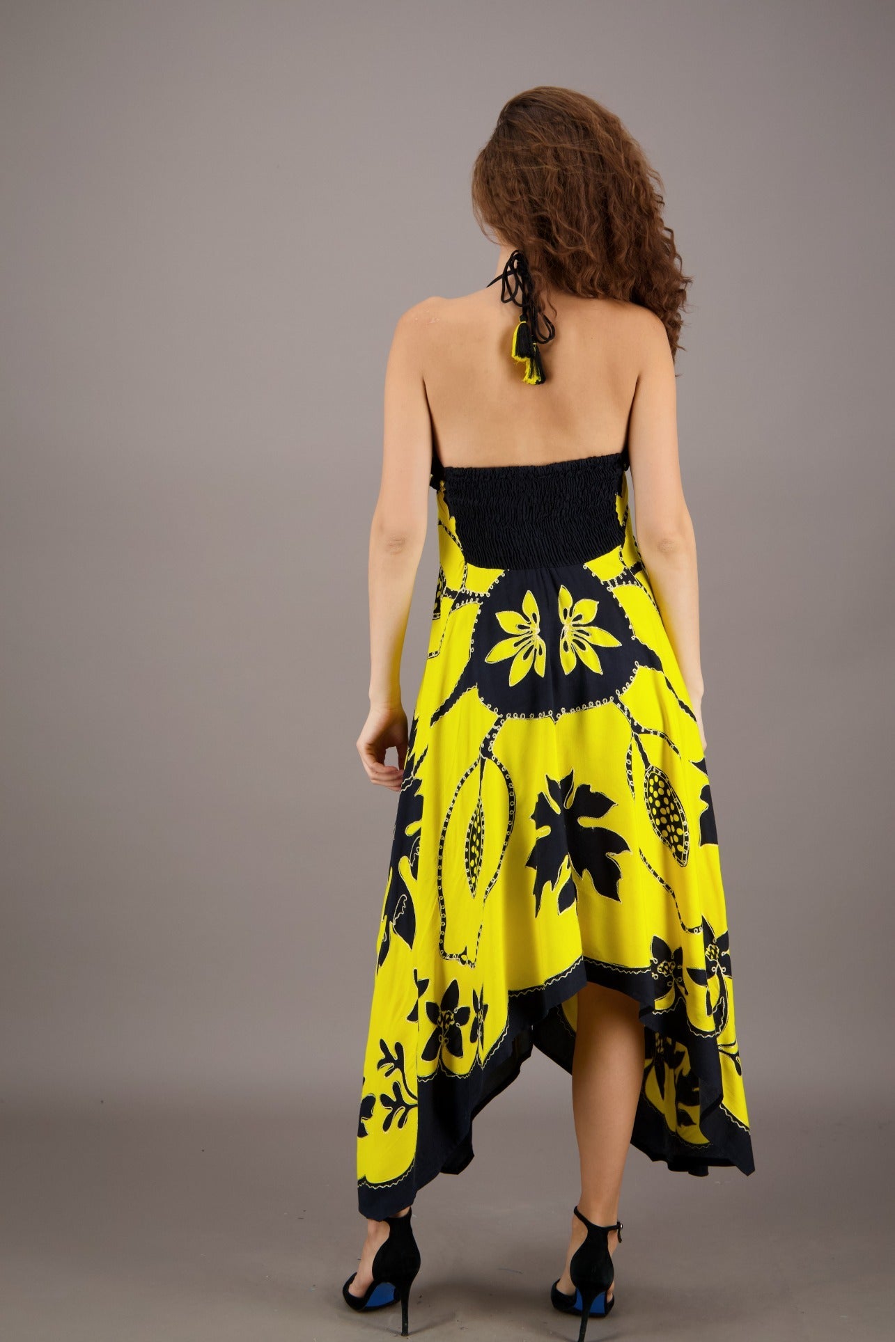 Floral Batik Print Scarf Halter Dress 1965 - Advance Apparels Inc