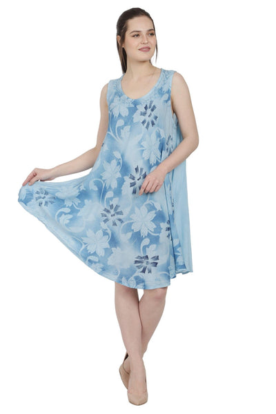 Floral Block Print Tie Dye Umbrella Dress UD36-2324 - Advance Apparels Inc