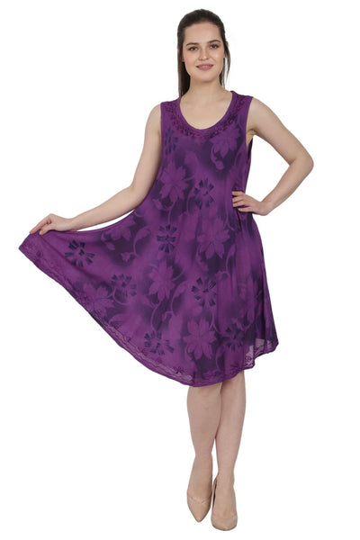 Floral Block Print Tie Dye Umbrella Dress UD36-2324 - Advance Apparels Inc