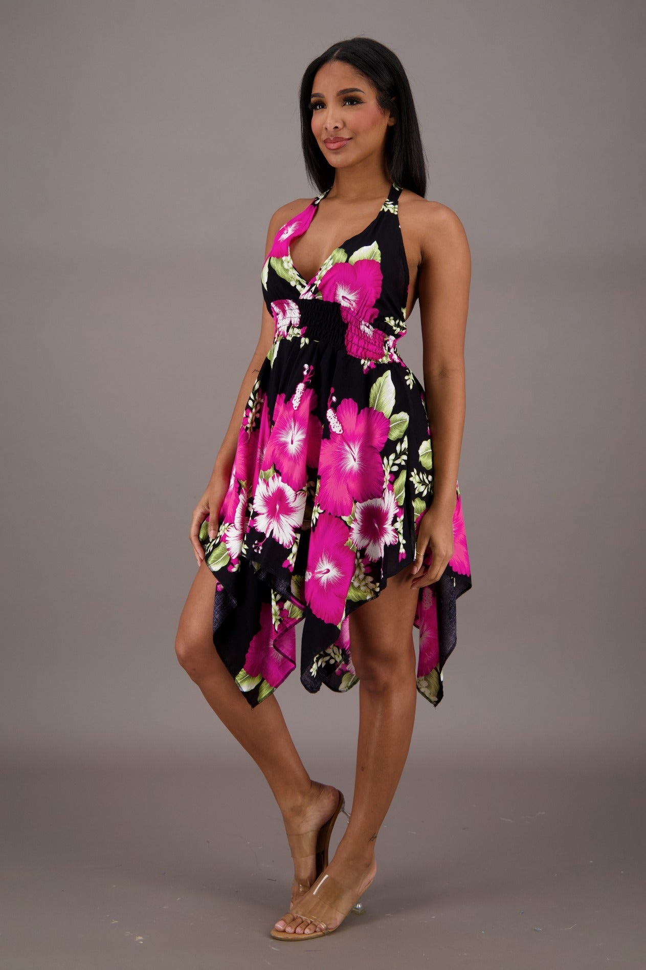 Floral Halter Top Dress TH-2032 - Advance Apparels Inc