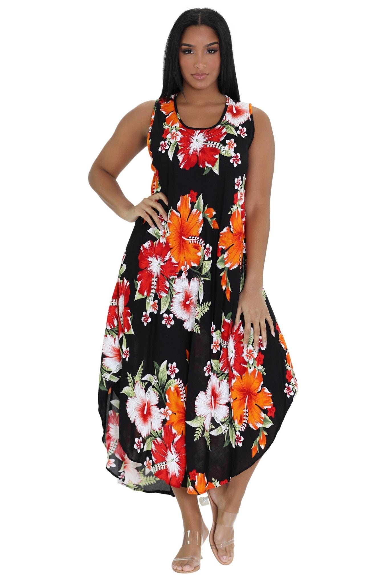 Floral Print Beach Dress One Size Fits Most TH-2501 White/Blue / One Size Fits Most Floral Print Beach Dress One Size Fits Most TH-2501 White/Blue / One Size Fits Most