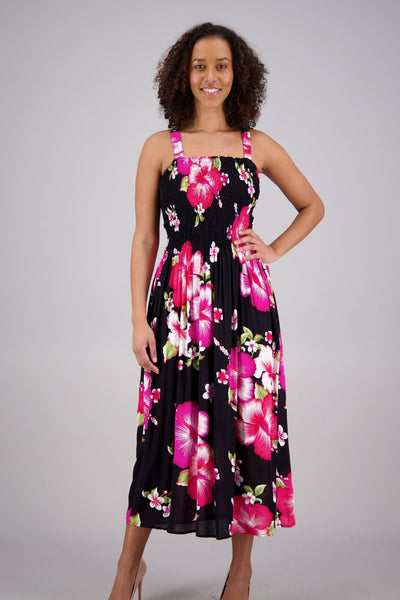 Floral Print Smock Dress One Size Fits Most TH2024 - Advance Apparels Inc
