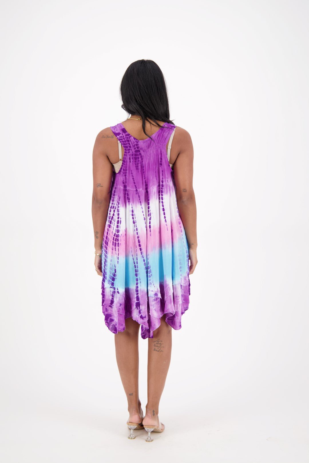 pink and purple tie dye dress Tie and Dye printed viscose dress Pink For Women
