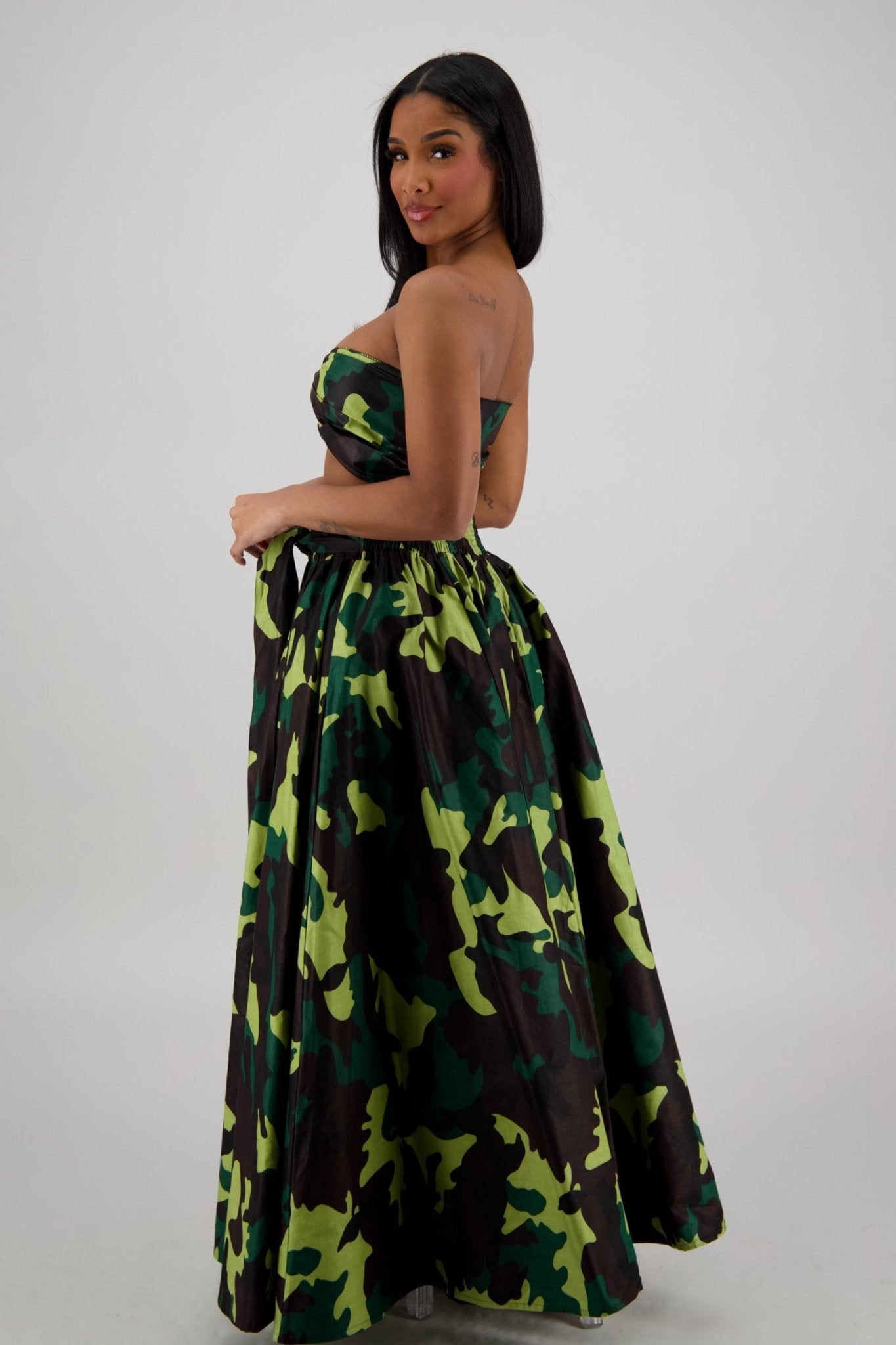 Forest - Camo Maxi Print Skirt 16317 - 274 - Advance Apparels Inc