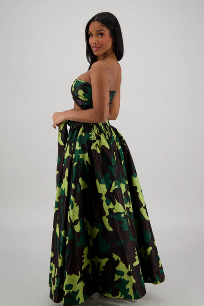 Forest - Camo Maxi Print Skirt 16317 - 274 - Advance Apparels Inc