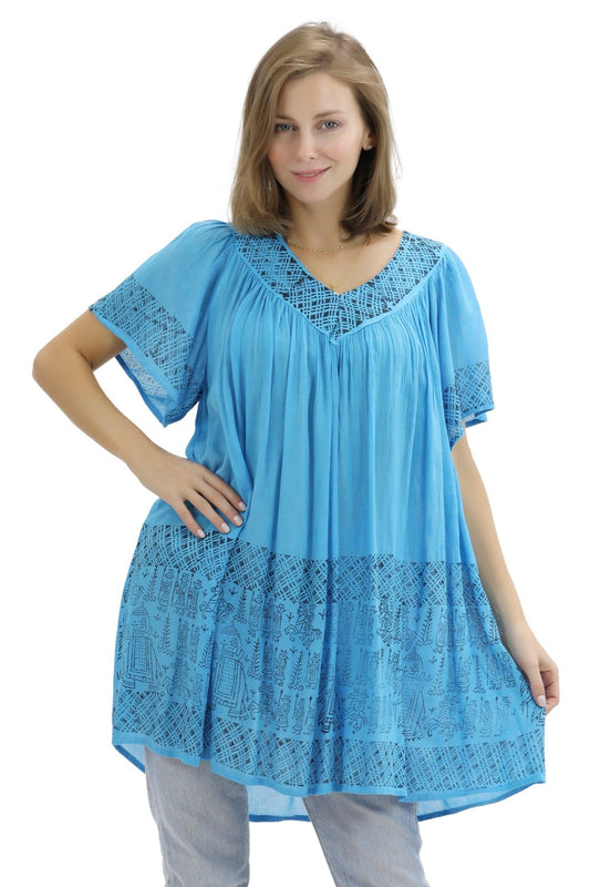 Geometric Border Print Blouse 94 - Advance Apparels Inc