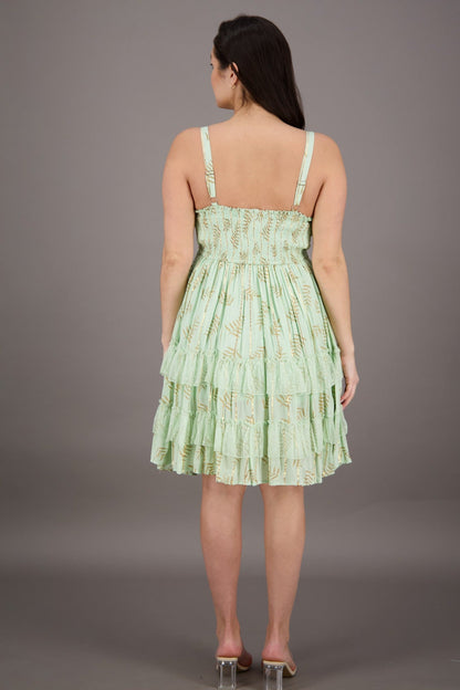 Golden Leafy Pastel Middy Dress 24927 - Advance Apparels Inc