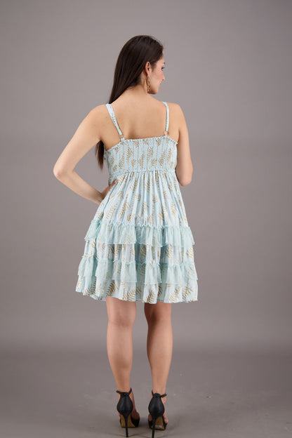 Golden Leafy Pastel Middy Dress 24927 - Advance Apparels Inc