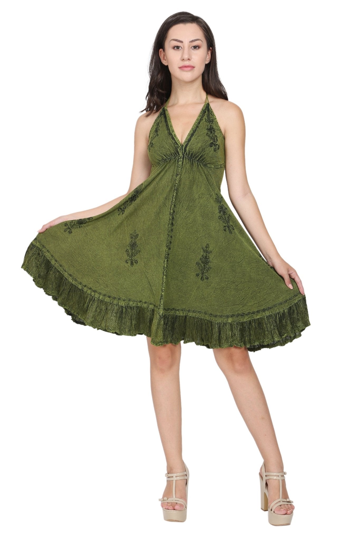 Halter Top Mid - Length Renaissance Dress 161115 - Advance Apparels Inc