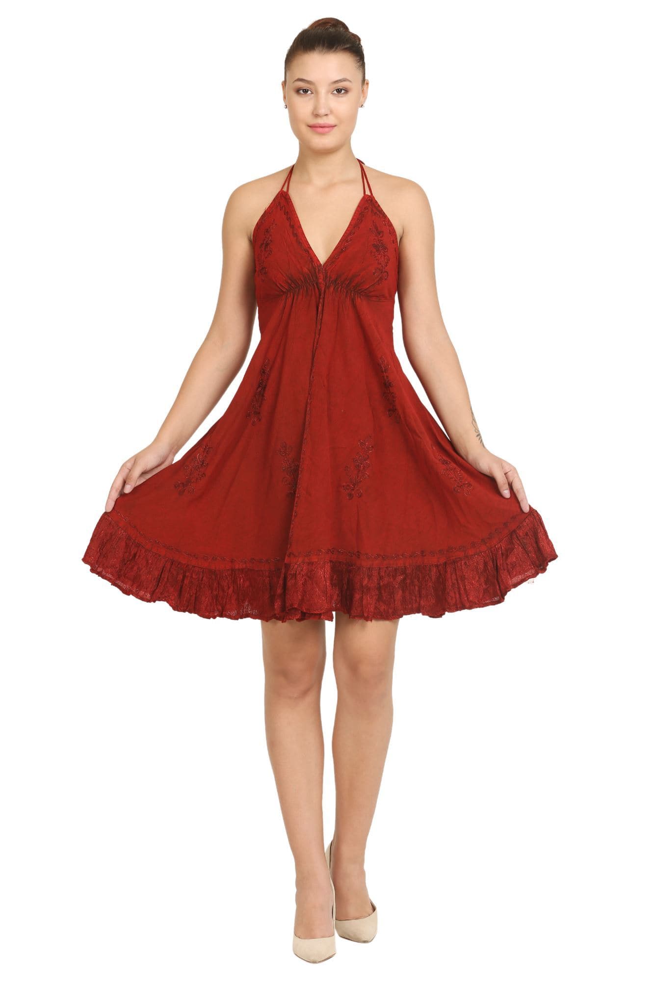 Halter Top Mid - Length Renaissance Dress 161115 - Advance Apparels Inc