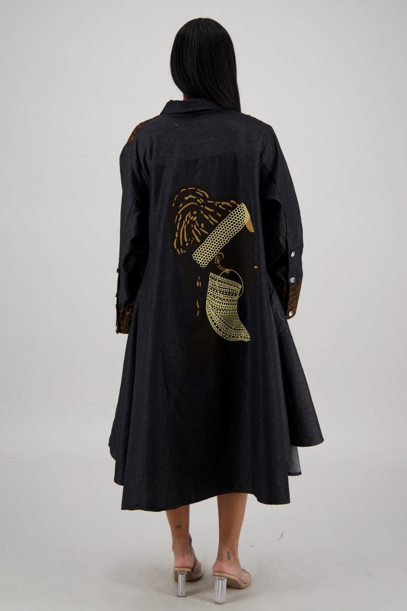Denim Dress with African Silhouette – Modern African Clothing