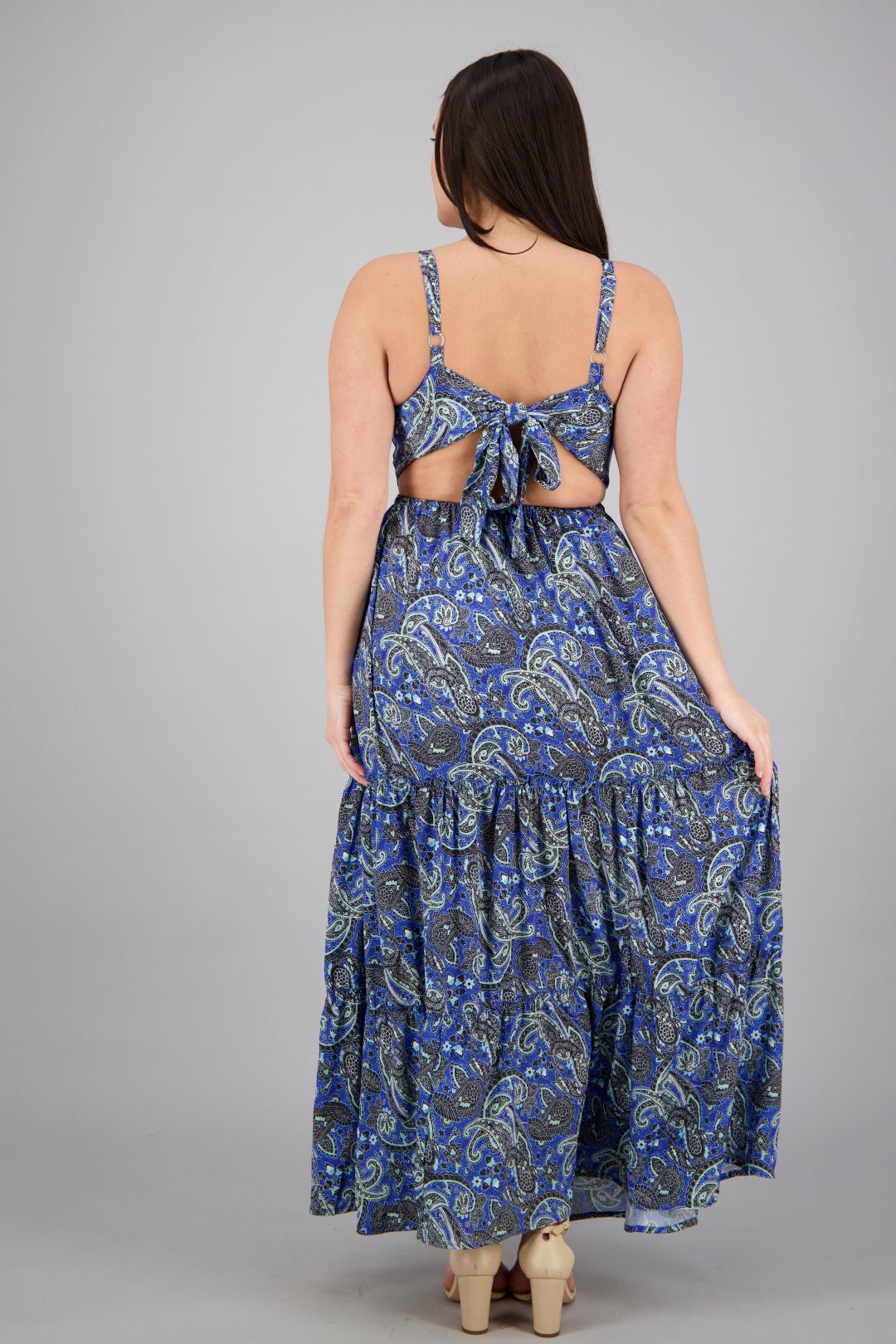 Hollowed SIlk Maxi Dress AB29017 - Advance Apparels Inc