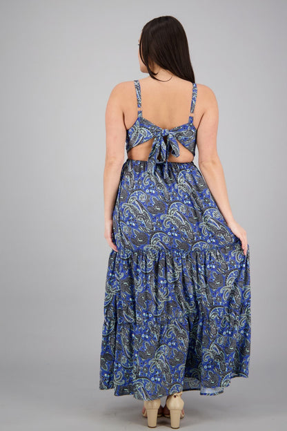 Hollowed SIlk Maxi Dress AB29017 - Advance Apparels Inc