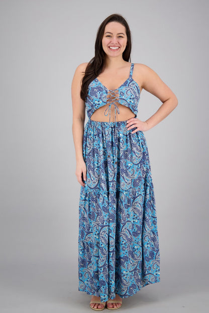 Hollowed SIlk Maxi Dress AB29017 - Advance Apparels Inc