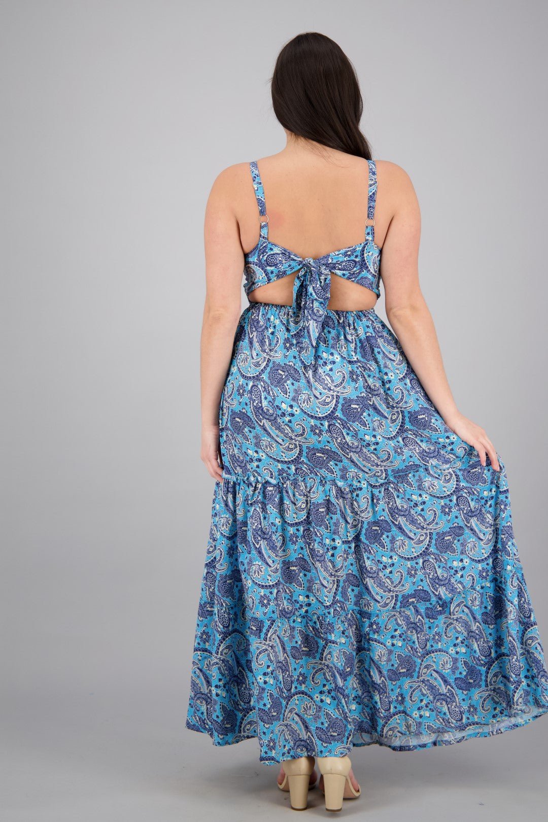 Hollowed SIlk Maxi Dress AB29017 - Advance Apparels Inc