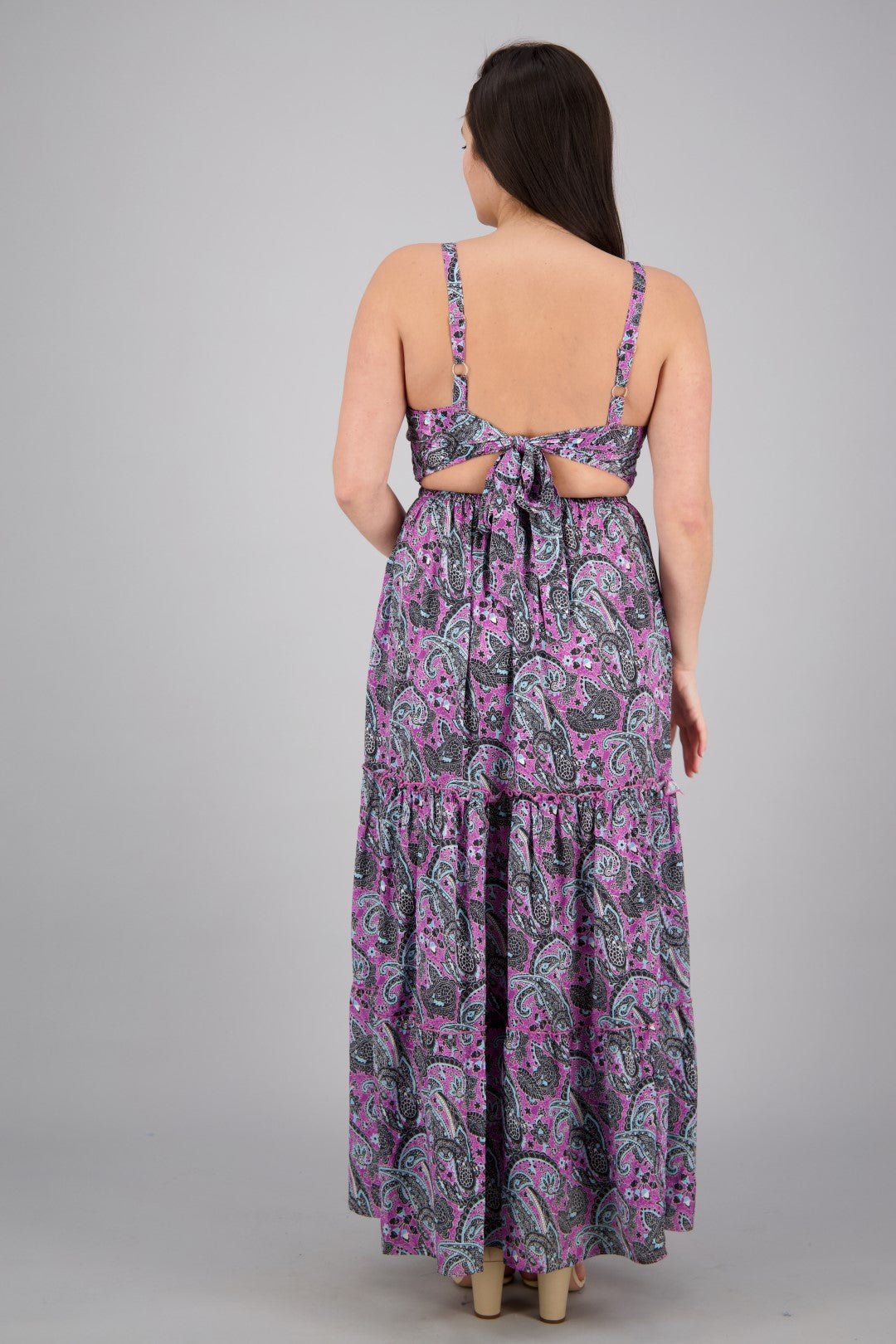 Hollowed SIlk Maxi Dress AB29017 - Advance Apparels Inc
