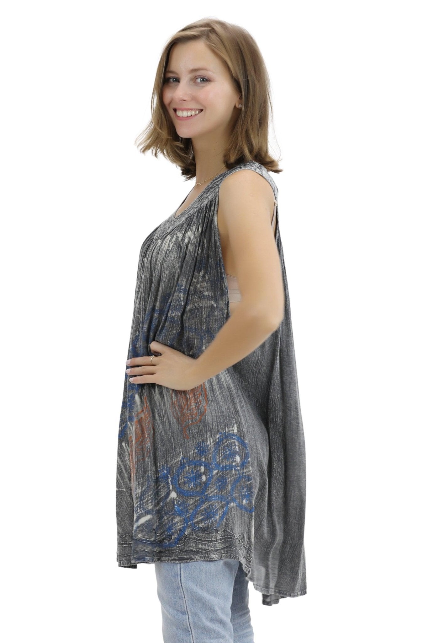 Jaipur Tie Dye V-Neck Tank Top 91 - Advance Apparels Inc
